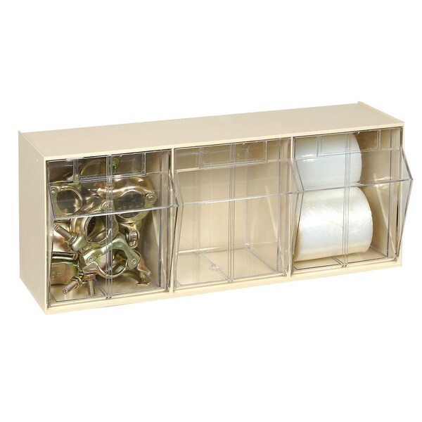 Quantum Storage Systems QTB303 Tilt Out Storage Bin- 3 Compartments Ivory QTB303IV - main